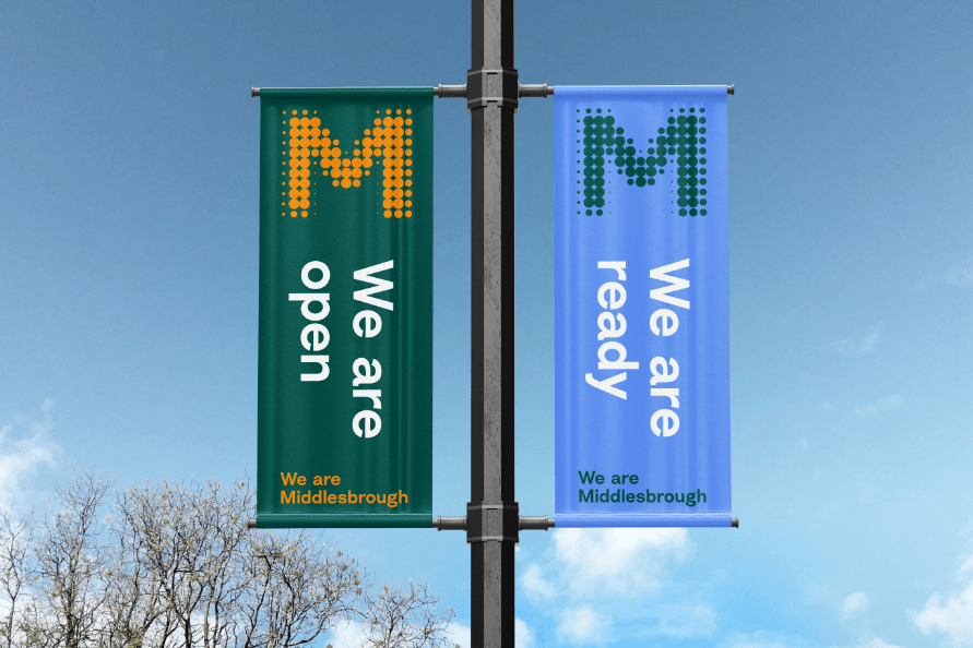 Middlesbrough Council lamppost banner.