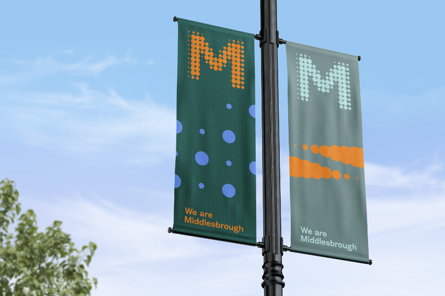 Middlesbrough Council lamppost banner.