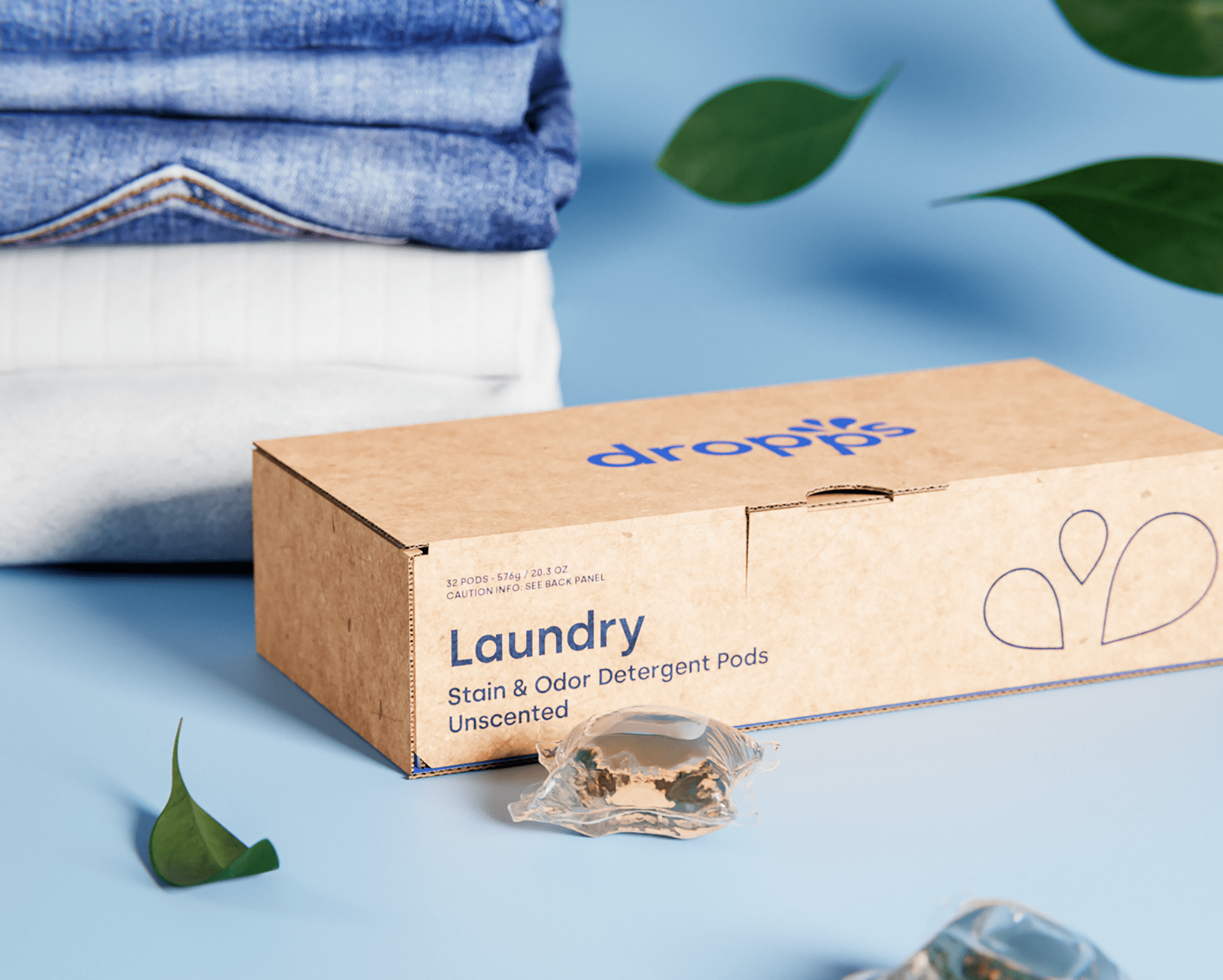 Dropps laundry stain and odor detergent pods unscented.