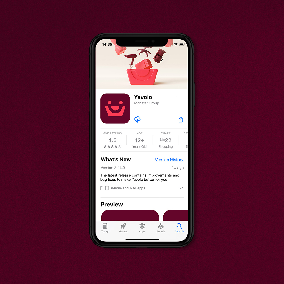 Yavolo app store.
